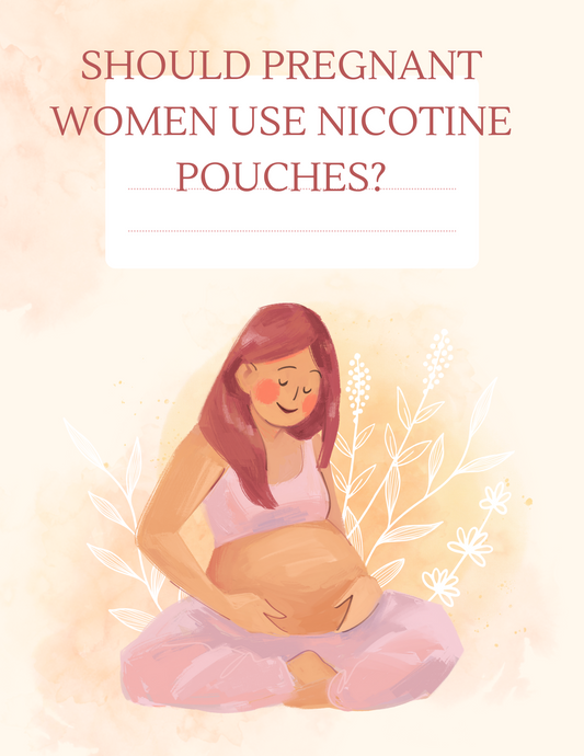 A photo of a pregnant women in the background with a question; Should pregnant women use nicotine pouches?
